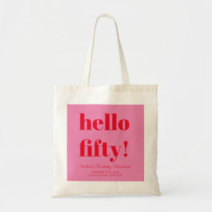 Bolso De Tela Cumpleaños número 50 personalizado moderno rosa y