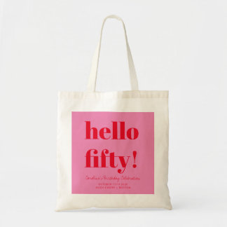 Bolso De Tela Cumpleaños número 50 personalizado moderno rosa y