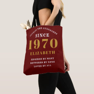 Bolso De Tela Cumpleaños Personalizado 1970 Añadir tu nombre Bor