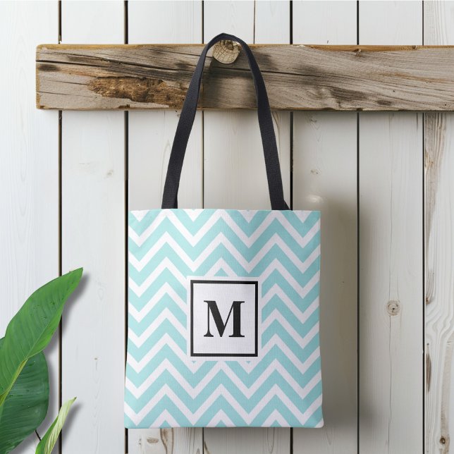 Bolso De Tela Cuña Azul y Blanco Monogramada (Subido por el creador)