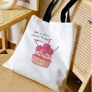 Bolso De Tela Cupcake de Cereza San Valentín – Postre Dibujado a