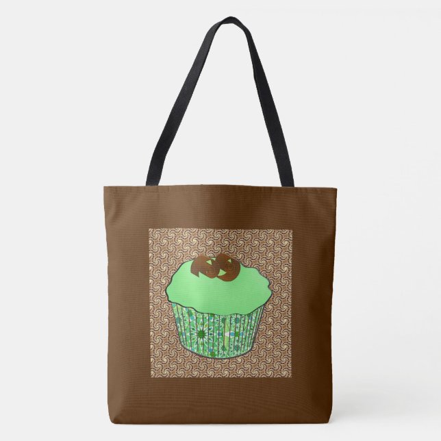 Bolso De Tela Cupcake de chocolate con glaseado de menta (Anverso)