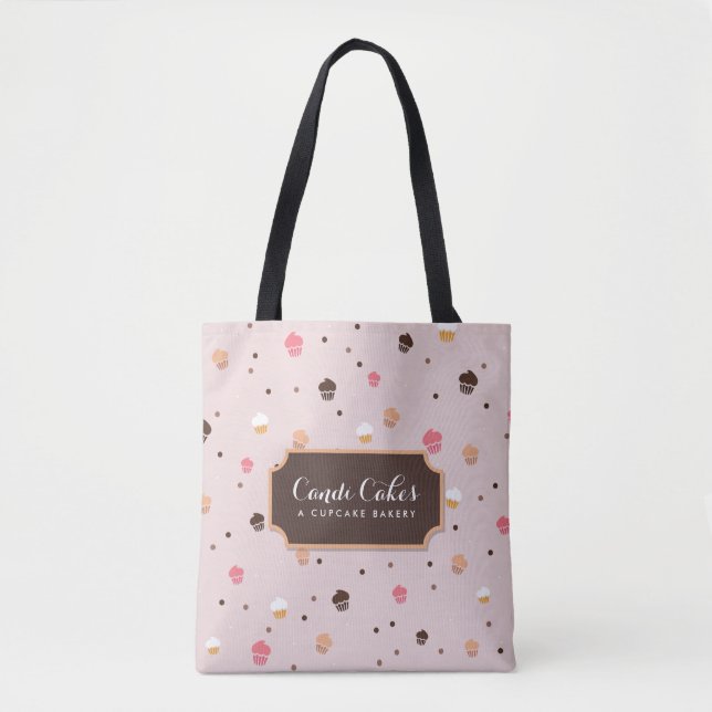 Bolso De Tela Cupcakes Cupcakes Patrón de panadería Rosa (Anverso)
