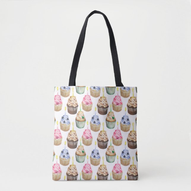 Bolso De Tela Cupcakes de acuarela (Anverso)
