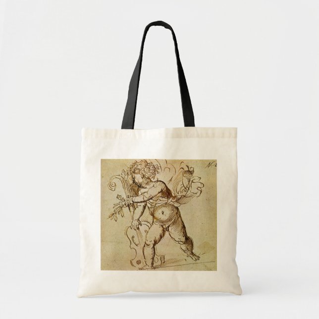 Bolso De Tela Cupido con un violín de Domenico Campagnola (Frente)