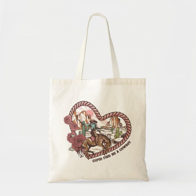 Bolso De Tela Cupido Me Encuentra Un Vaquero (Frente)