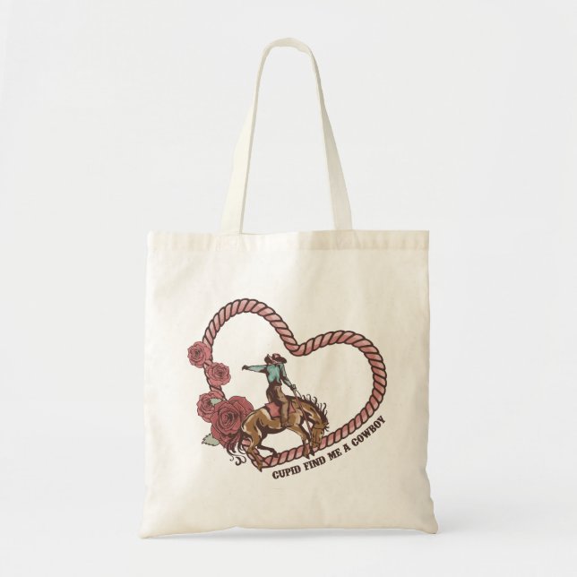 Bolso De Tela Cupido Me Encuentra Un Vaquero (Frente)