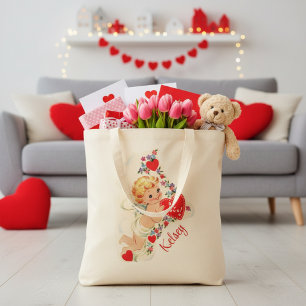 Bolso De Tela Cupido vintage con nombre personalizado Valentine