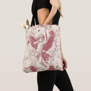 Bolso De Tela Cupido y Rosas al estilo de la vendimia rosa