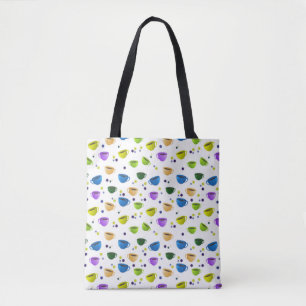 BOLSO DE TELA CUPS DE CAFÉ Y PUNTOS DE POLKA TOTE BAG