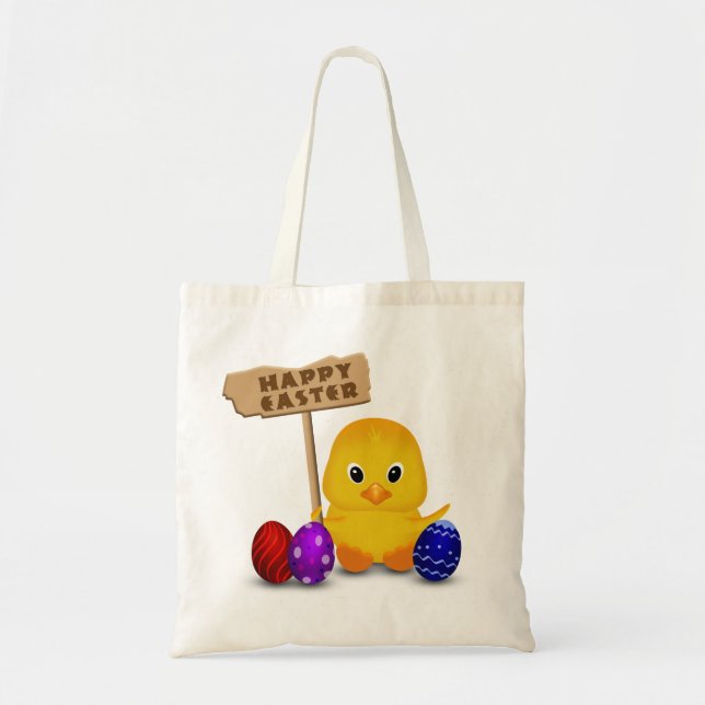 Bolso De Tela Cura Feliz Pascua, bebé polluelo (Frente)