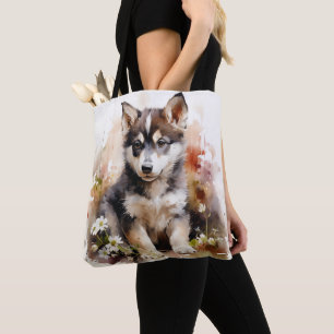 Bolso De Tela Cura siberiana Husky Puppy Tote Bag