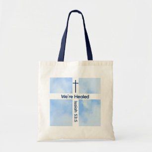 Bolso De Tela Curación de la Biblia de la Cruz Cristiana Azul Cl