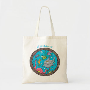 Bolso De Tela Curiosas criaturas marinas bajo el agua dibujando
