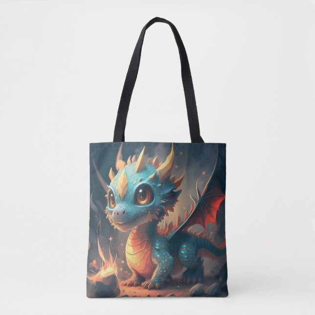 Bolso De Tela Curioso Blue Chibi Dragon (Anverso)