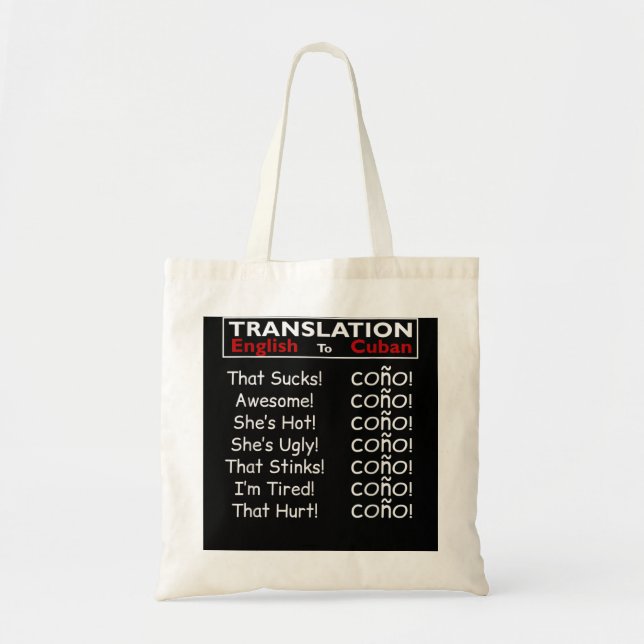 Bolso De Tela Curioso Cono Español Cubano Argot Bilingüe T (Frente)