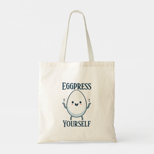 Bolso De Tela Curioso "Eggpress Yourself" Pun Tote Bag (Reverso)