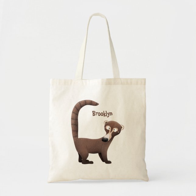 Bolso De Tela Curioso ilustracion personalizado de coatimundi (Frente)