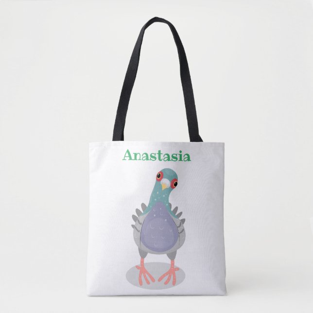 Bolso De Tela Curioso ilustracion personalizado de palomas (Anverso)