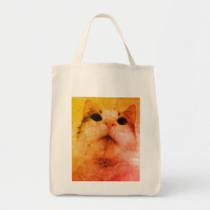 Bolso De Tela Curioso Whiskers-Cat Diseño de Ilustracion Tote Ba