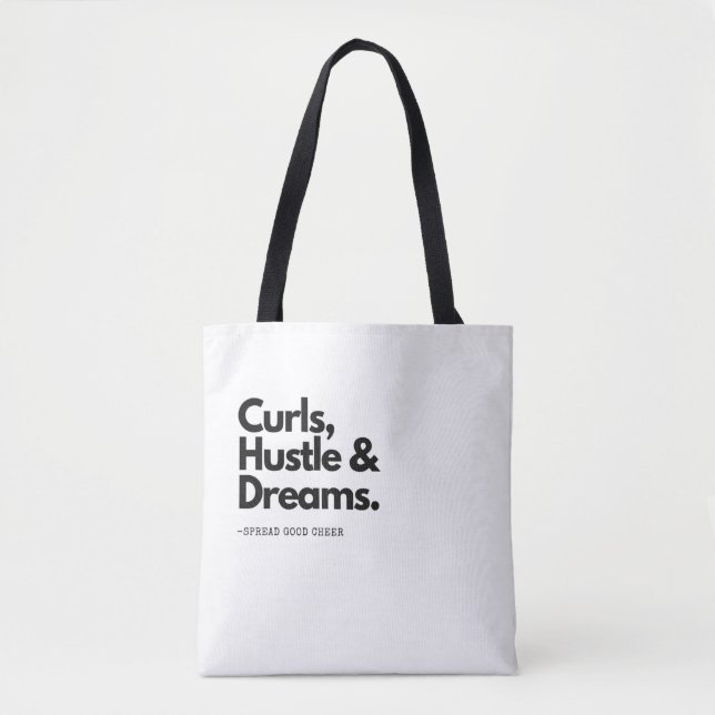 Bolso De Tela Curls Hustle Dreams! Cita de pelo rizado (Anverso)