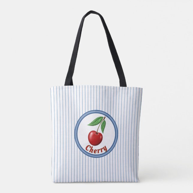 Bolso De Tela Curso rojo y franjas azules personalizadas (Reverso)