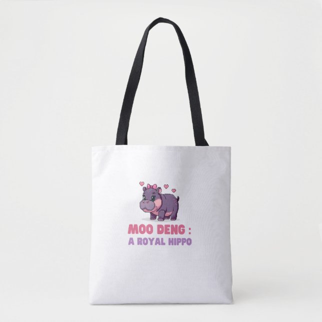 Bolso De Tela Curte MOO DENG ROYAL HIPPO Hippo Tema Zoología Pix (Anverso)