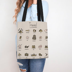 Bolso De Tela Curte Travel Lover Icons Adventure Camping Al Aire