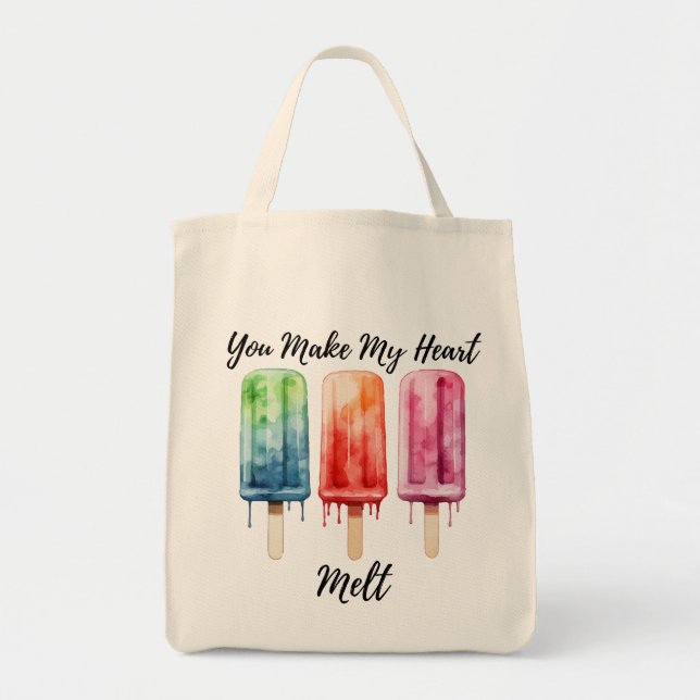 Bolso De Tela Curte Watercolor Popsicle Summer (Frente)