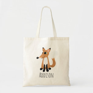 Bolso De Tela Curte Woodland Forest Fox y Name Kids