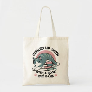 Bolso De Tela Curva con un libro y un gato - cómodos lectores de