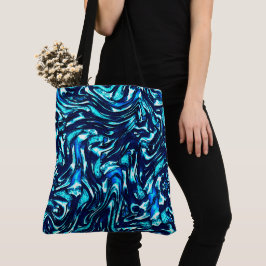 Bolso De Tela Curvas azules y cian estropeadas
