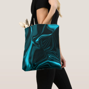 Bolso De Tela Curvas en azul turquesa, cielo profundo o cian