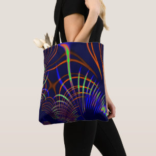 Bolso De Tela Curvas puntiagudas de verde limón a coral y azul