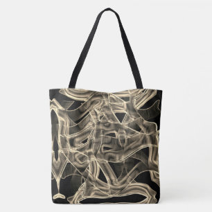 Bolso De Tela Curvas tipo cinta, líneas caqui o beige en relieve