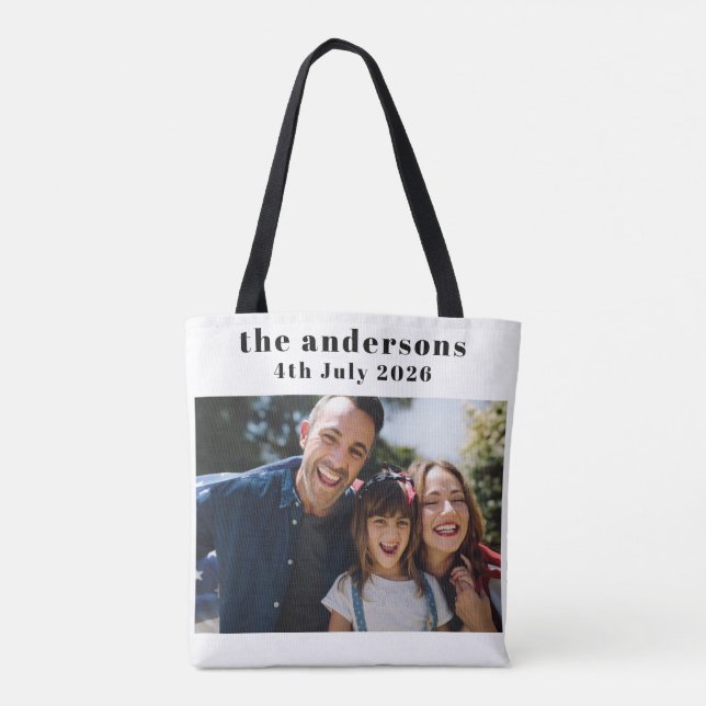 Bolso De Tela Custom 2 Photo and Text Personalized Tote (Reverso)