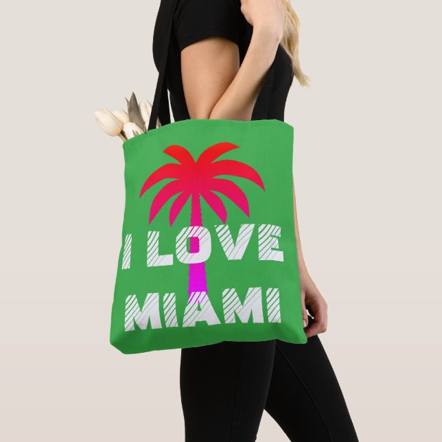 Bolso De Tela Custom attractive vibrant I love Miami Green (Detalle)