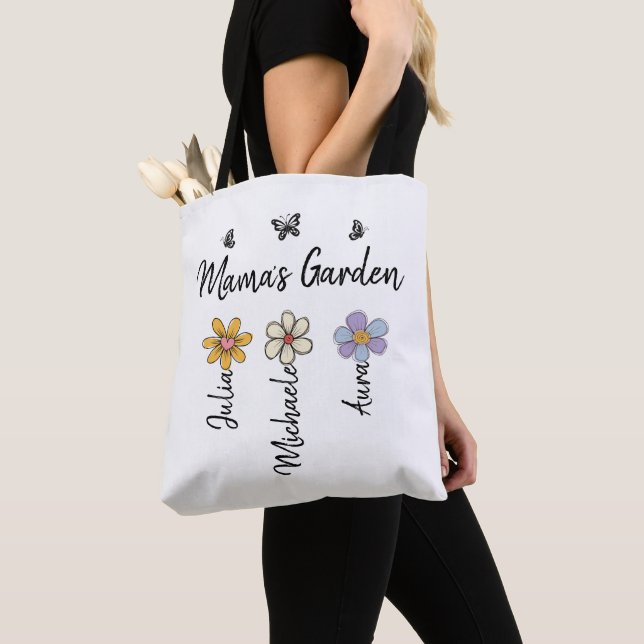 Bolso De Tela Custom Birth Flower Mug Names, Mama's Garden Gift (Detalle)