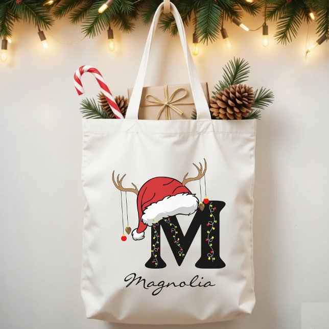 Bolso De Tela Custom Christmas Alphabet Monogram Bag for Women (Christmas alphabet tote, family Christmas tote, monogram Christmas tote, personalized tote bag,)