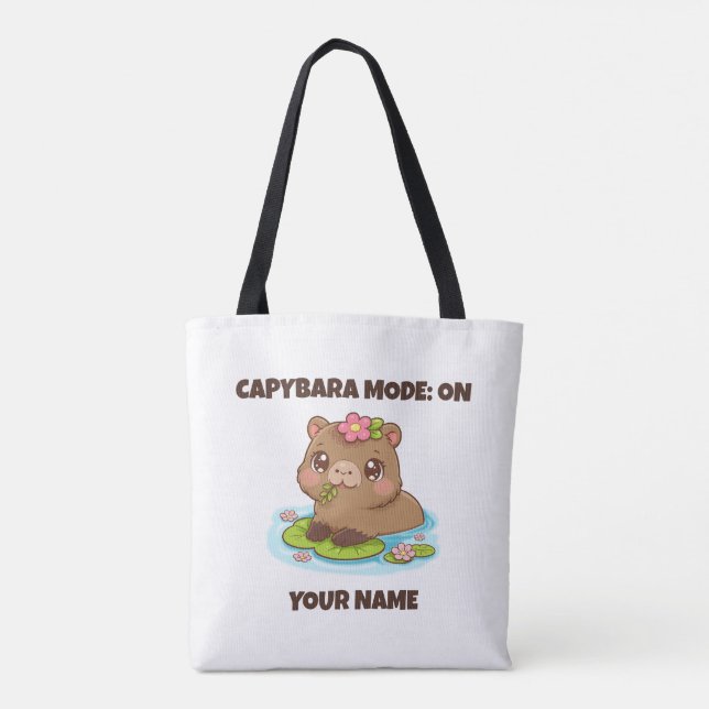 Bolso De Tela Custom Cute Kawaii Capybara Mode (Reverso)