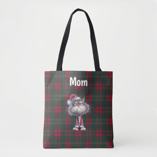 Bolso De Tela Custom cute santa cat Christmas  (Anverso)
