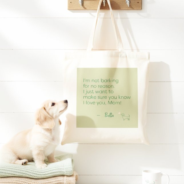Bolso De Tela Custom Dog Mom Barking for Love Sage Green (Subido por el creador)
