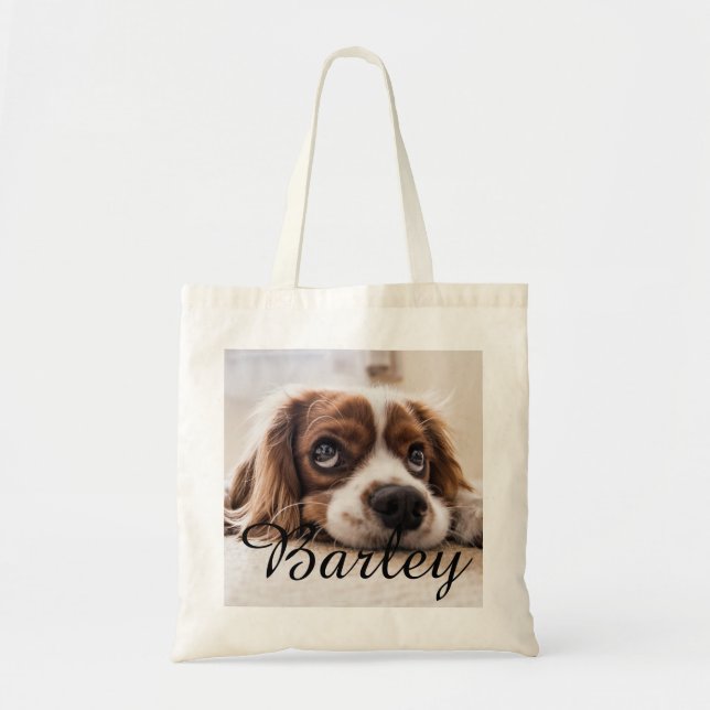 Bolso De Tela Custom Dog Name – Minimalist Dog Lover (Frente)