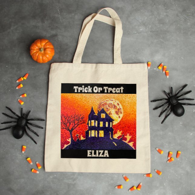 Bolso De Tela Custom Halloween Trick or Treat Haunted House (Subido por el creador)