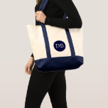 Bolso De Tela Custom Initials Jumbo Tote Bag<br><div class="desc">Jumbo tote bag is shown in the natural and navy color. 
Customize this bag and change the sample initials to yours with this template.</div>