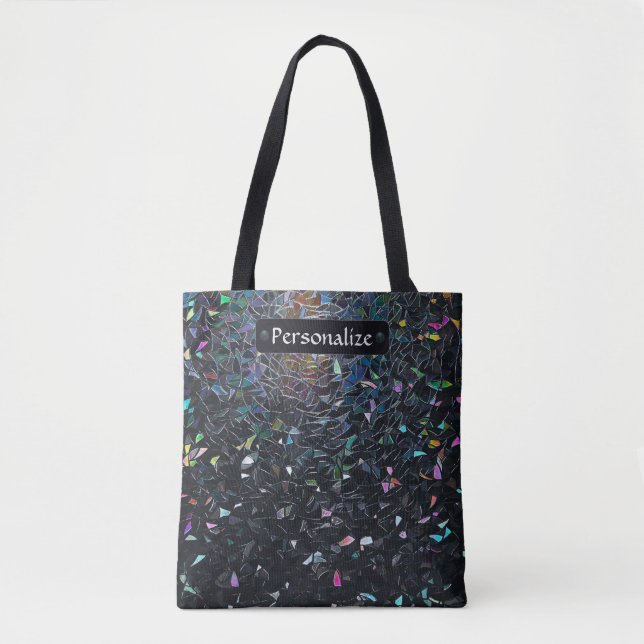 Bolso De Tela Custom Iridescent Abstract Stained Glass Pattern (Anverso)