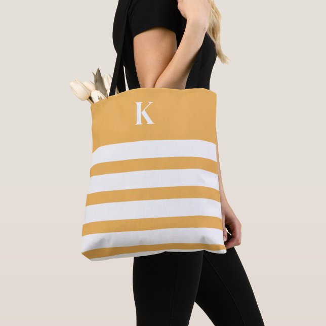 Bolso De Tela Custom Monogram Yellow Stripes (Detalle)