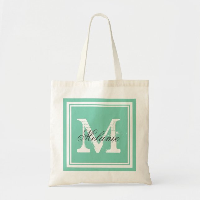 Bolso De Tela Custom monogrammed wedding party tote bags (Frente)