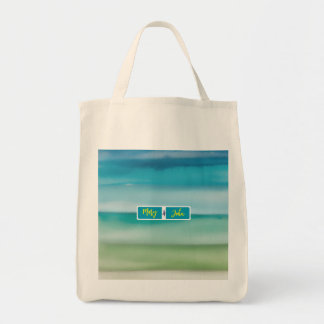 Bolso De Tela Custom Name Abstract Watercolor Ocean Horizon Art 