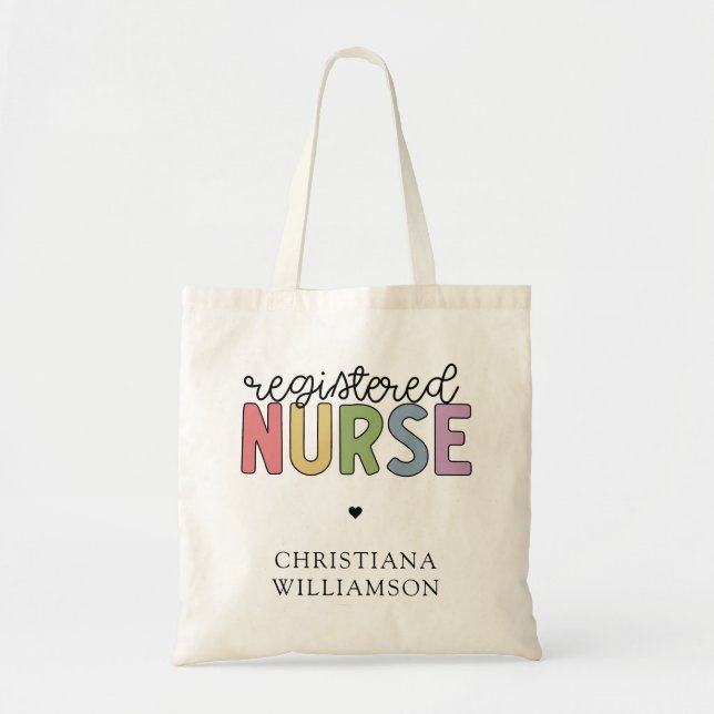 Bolso De Tela Custom Name Registered Nurse RN Nurse Graduation (Frente)
